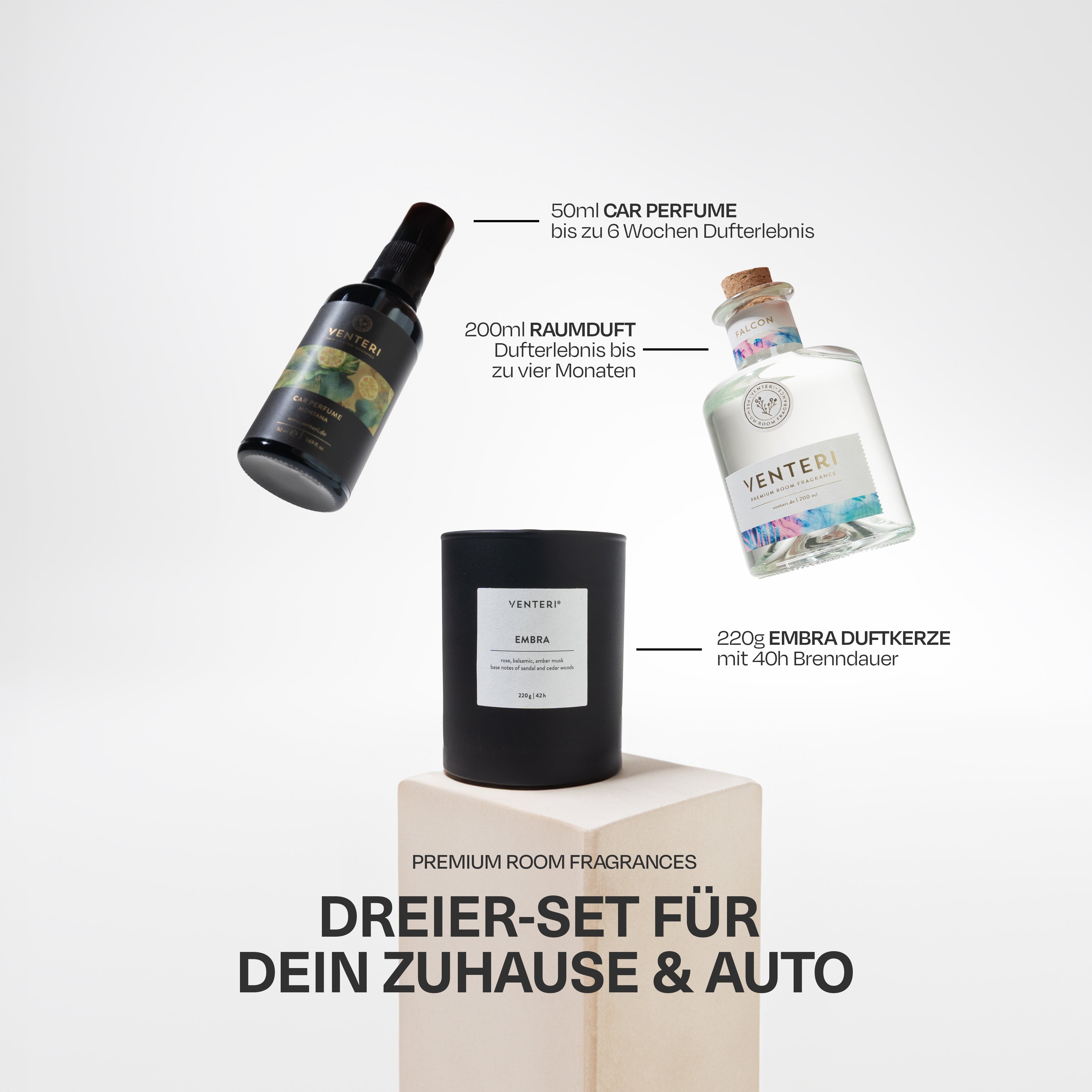 Bundle Duftkerze + Raumduft + Autoparfum